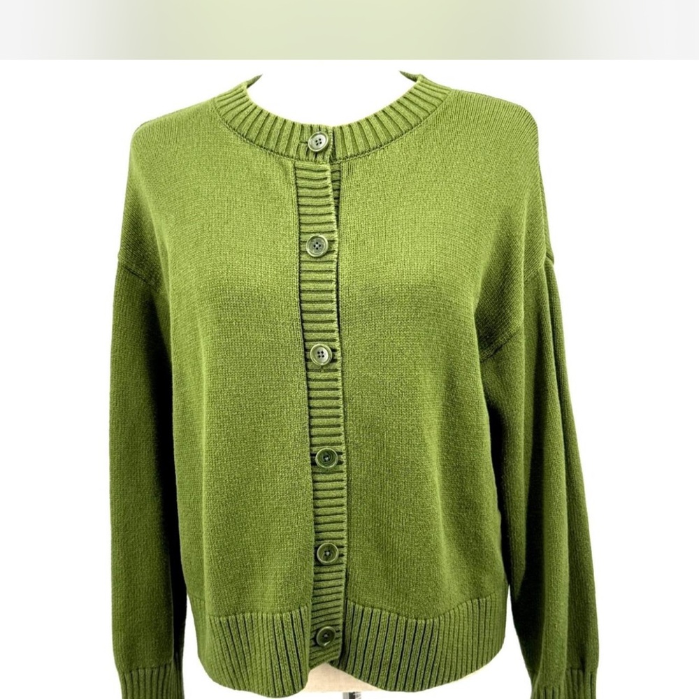 Reformation Olive Green Button-Front Cardigan